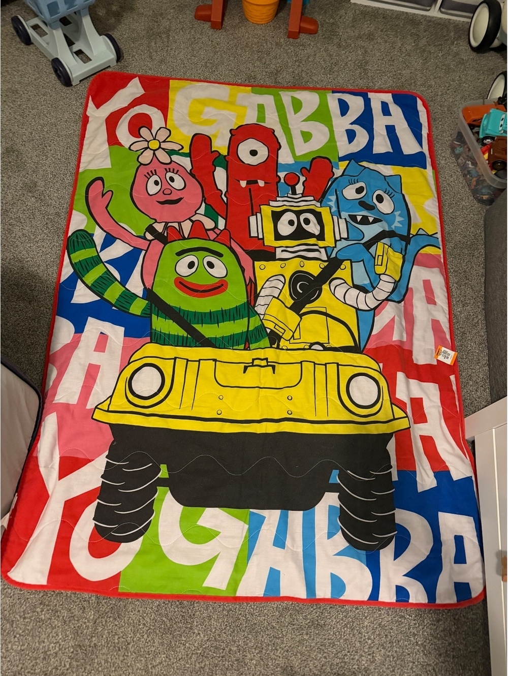 Vintage Yo Gabba Gabba Toddler Kids Cartoon Quilted Throw Blanket